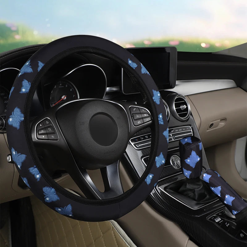 Butterfly Steering Wheel Cover Set – Car Interior Decor for Women