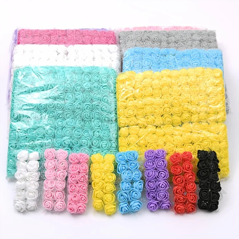 Mini Foam Rose Flower Heads – 2cm Craft Embellishments for Wedding Decor