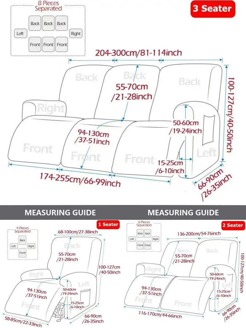 Printed Elastic Recliner Cover – Stretch Slipcover for Living Room Furniture
