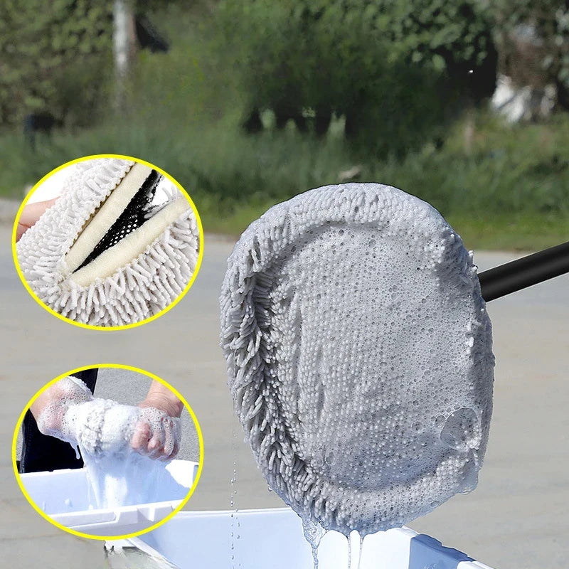 Telescoping Car Wash Brush – Soft Chenille Mop for Auto Detailing