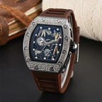 Bamboo Hollow Dial Quartz Watch – Fashionable Wooden Wristwatch for Men