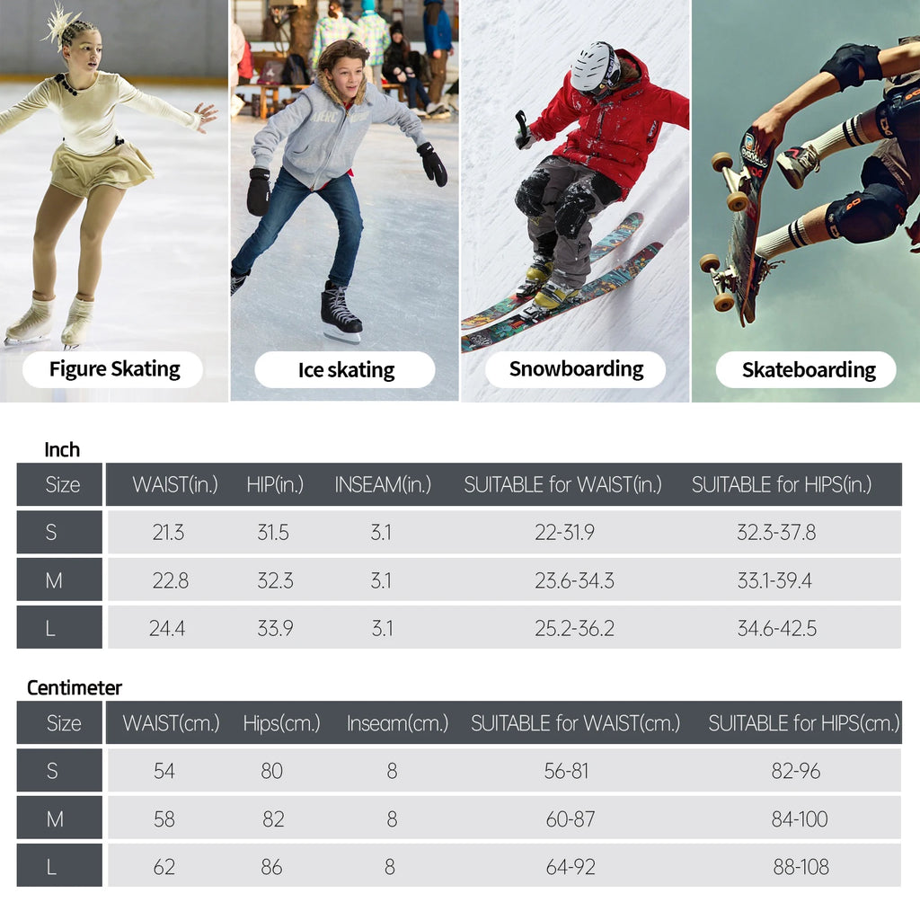 Padded Protective Shorts – 3D Hip and Tailbone Shield for Kids Skiing Skating
