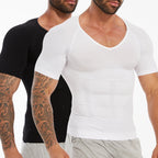 Men's Compression Shapewear Shirt – V-Neck Tummy Control for Fitness Workout