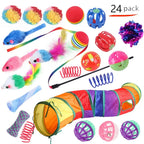 Interactive Cat Play Tunnel – Foldable Mouse and Fish Toy Set for Pets
