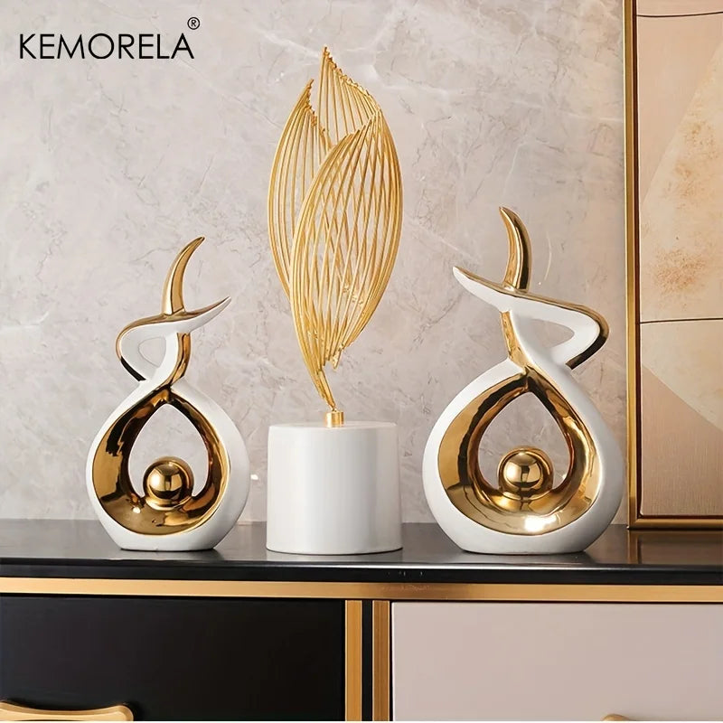 Abstract Ceramic Statue – Modern Sculptural Ornament for Home Decor Table