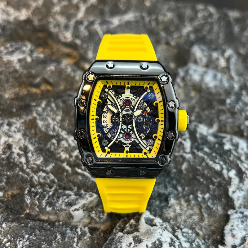 Luminous Tonneau Men's Watch – Luxury Sport Calendar Wristwatch for Daily Wear