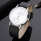 Minimalist Silver Quartz Watch – Elegant Leather Business Accessory for Women