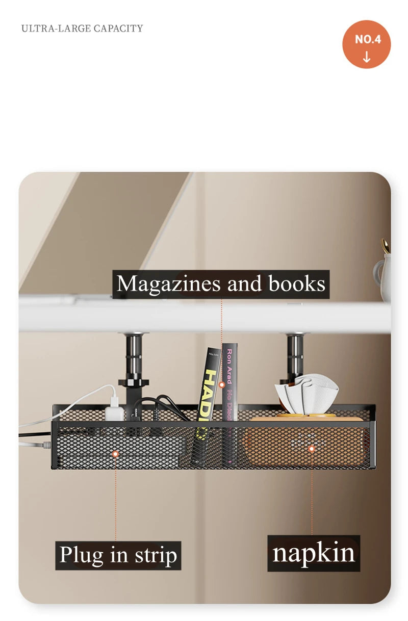 Extendable Metal Cable Tray – Clamp-On Cord Organizer for Office Desk