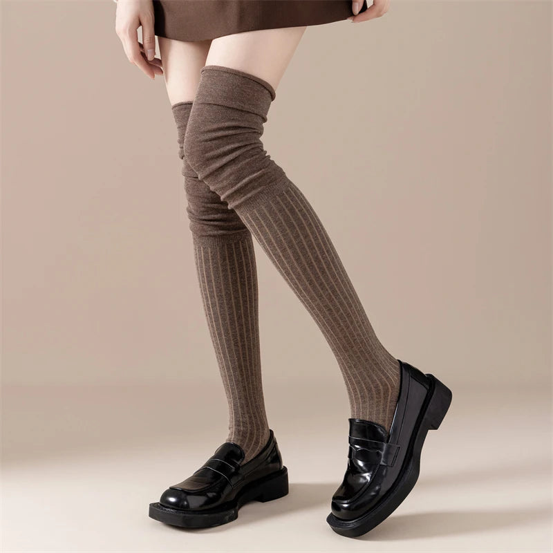 Thigh High Socks – Solid Color Japanese Style for Casual Women Fashion