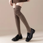 Thigh High Socks – Solid Color Japanese Style for Casual Women Fashion