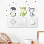 Cartoon Animal Switch Stickers – Cute Boho Wall Decals for Kids Nursery