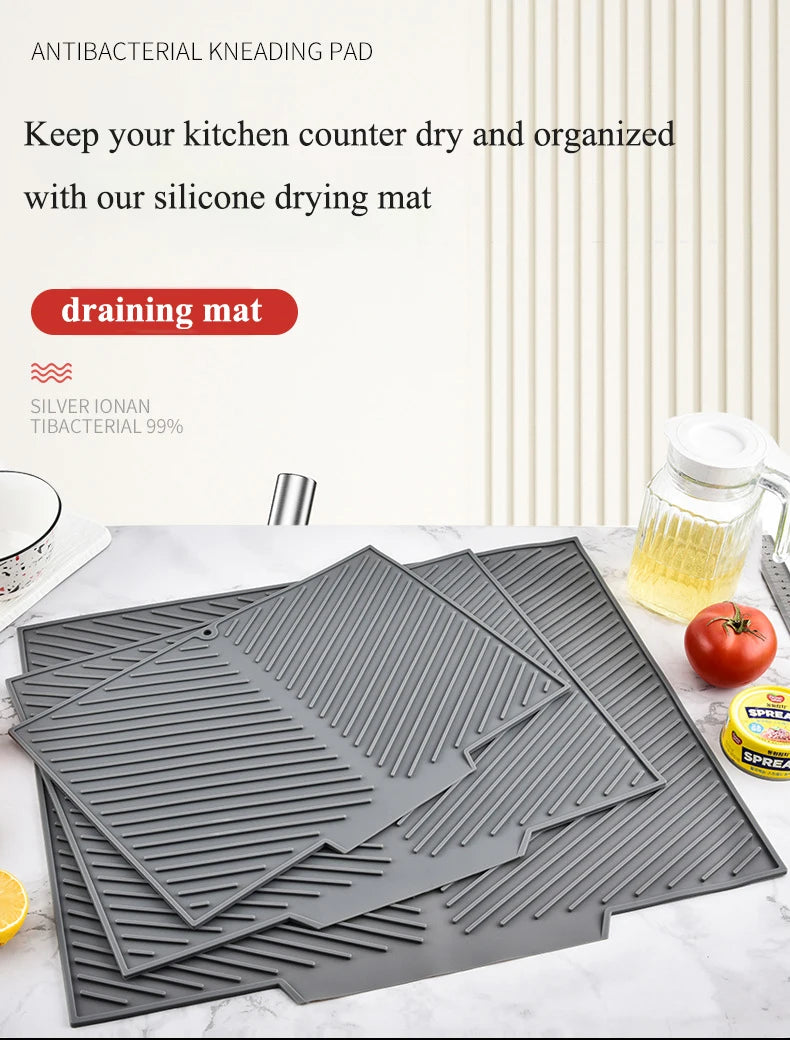 Silicone Dish Drying Mat – Non-Slip Heat Resistant Pad for Kitchen Counters
