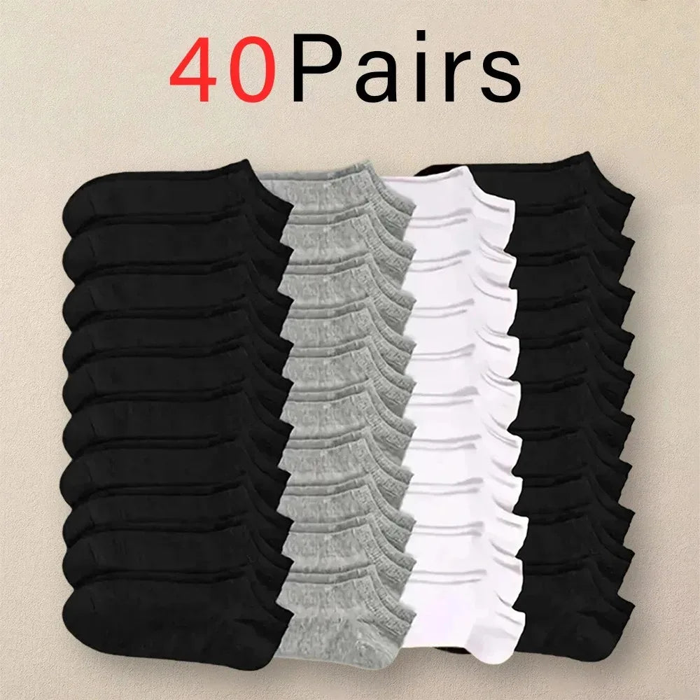 Men's Ankle Boat Socks – Solid Color Sweat-Absorbent Cotton for Business Sport