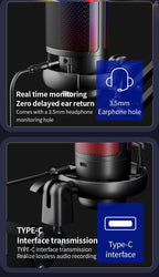 USB Condenser Microphone – RGB Gaming Podcast Mic for Studio Recording