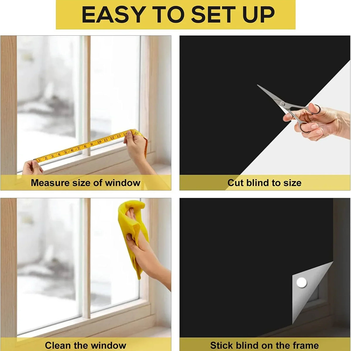 Blackout Window Privacy Film – Light Blocking UV Sunshade for Home Bedroom