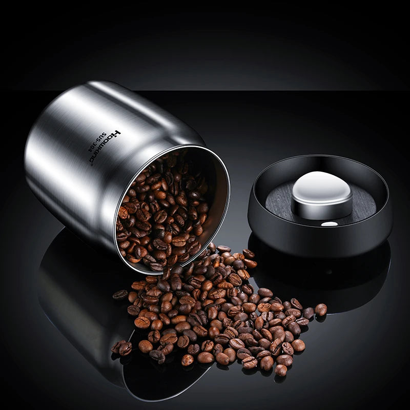 Stainless Steel Coffee Canister – Airtight Vacuum Seal for Fresh Food Storage