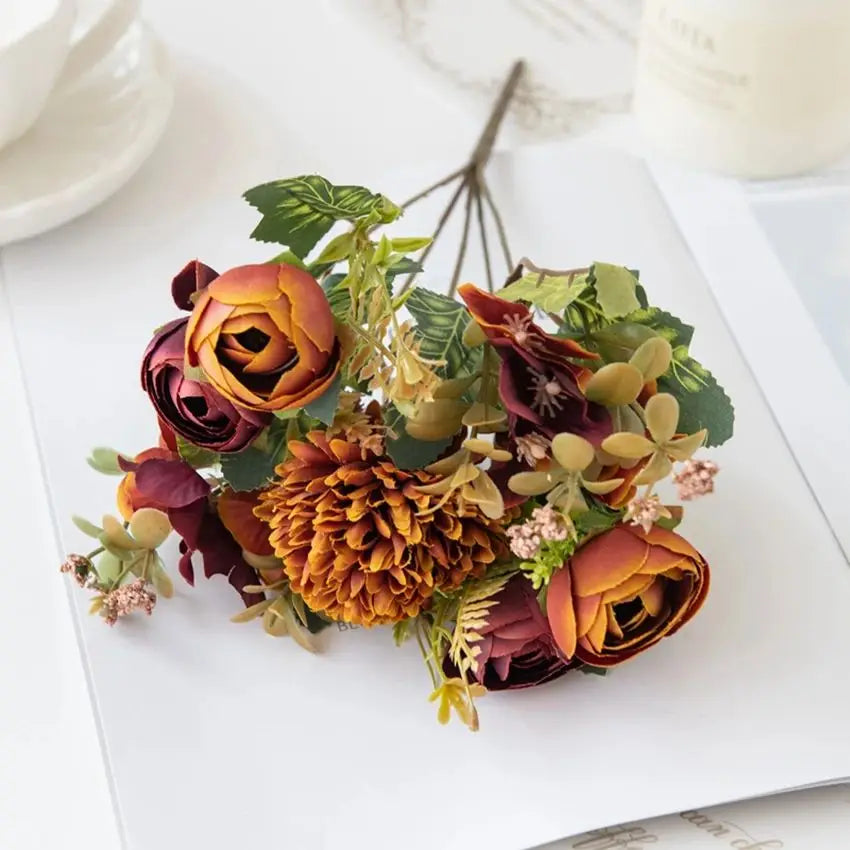 Silk Tea Rose Buds – Artificial Floral Decor for Wedding Bouquets and Crafts