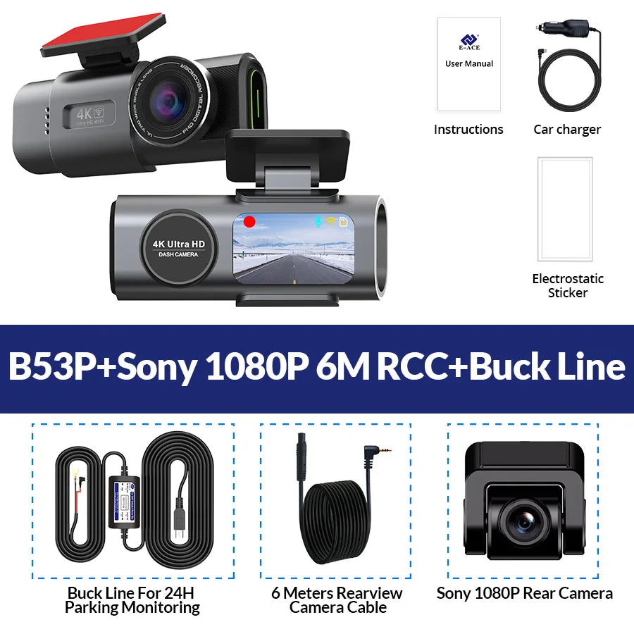 4K WiFi Dash Cam – GPS Night Vision Car DVR for Vehicle Security