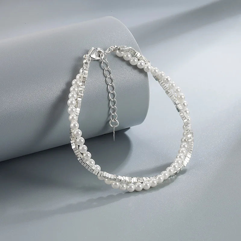 925 Sterling Silver Star Bracelet – Adjustable Double Layer for Party Jewelry