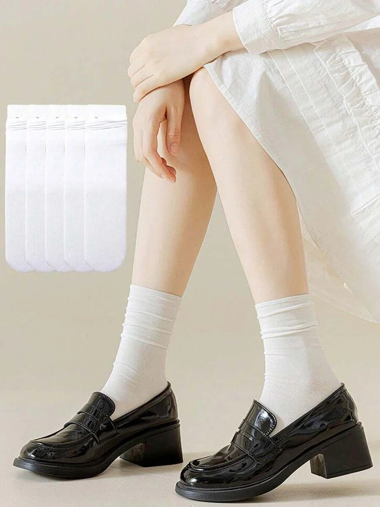 Women Mid Length Cotton Socks – Soft Breathable Casual Daily Wear