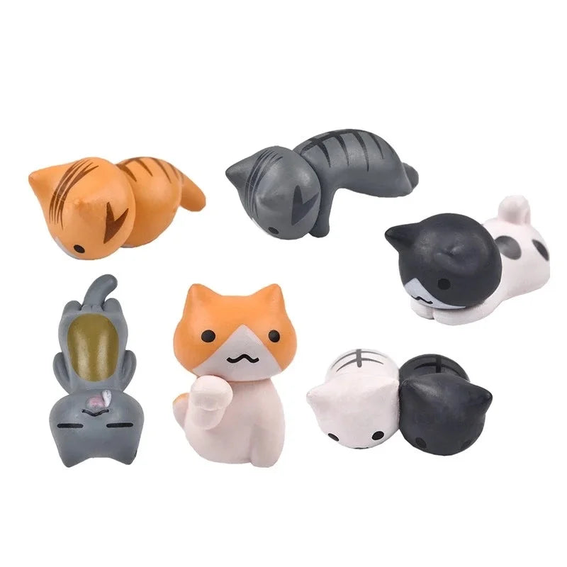 Lucky Cat Miniature Figures – Resin Micro Landscape Decor for Bonsai Gardening