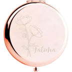 Custom Engraved Floral Hand Mirror – Personalized Wedding Guest Gift