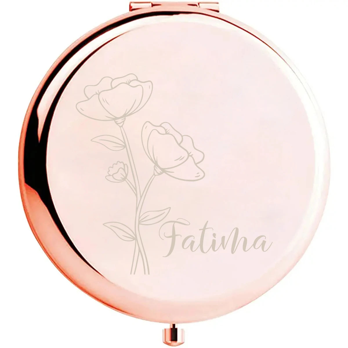 Custom Engraved Floral Hand Mirror – Personalized Wedding Guest Gift