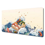Wave and Sushi Desk Mat – Non-Slip Rubber Mouse Pad for Office and Gaming