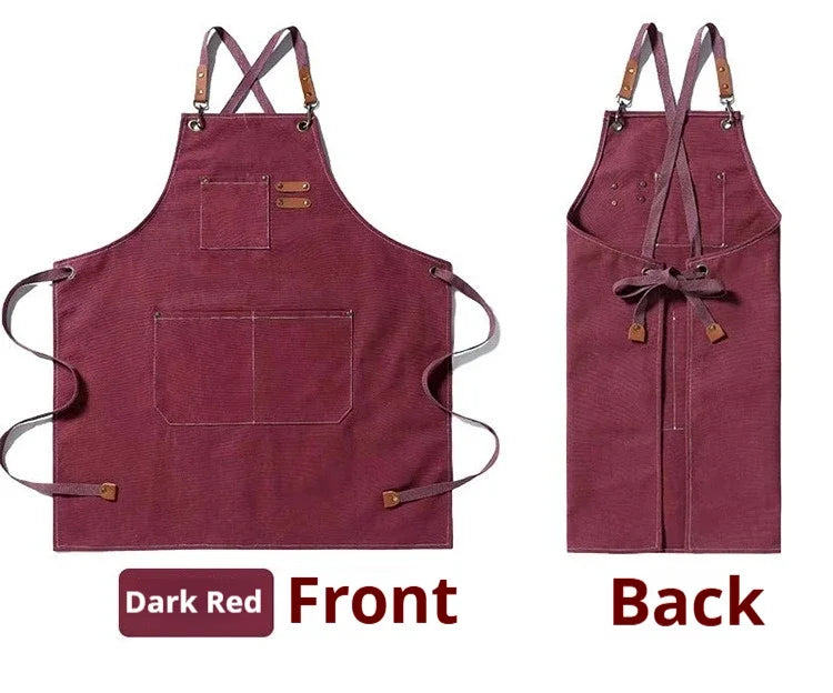 Canvas Chef Apron – Professional Kitchen Bib for BBQ and Salon Use