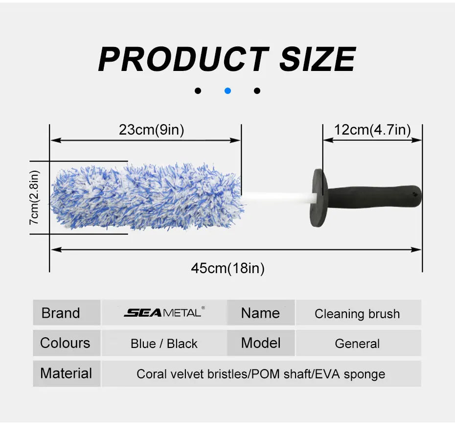 Car Wash Brush – Plush Non-Slip Tool for Wheels and Rims Cleaning