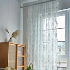 Floral Ruffled Tulle Curtain – Sheer Jacquard Lace Drapes for Living Room