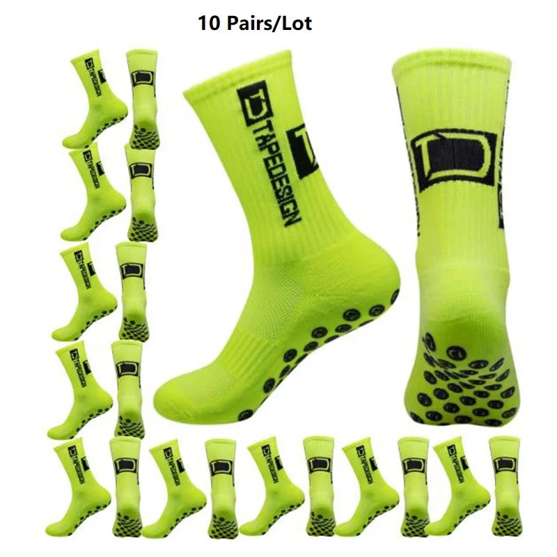 Non-Slip Silicone Grip Sports Socks – Mid-Calf Athletic Gear for Football Yoga