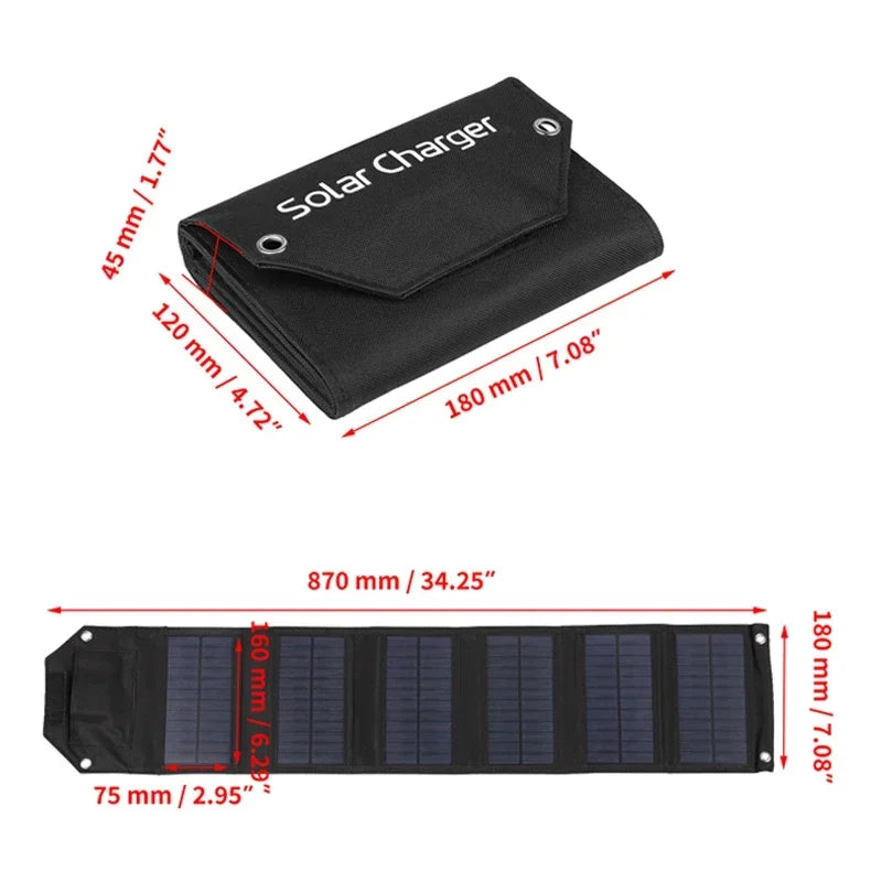 Foldable Solar Panel – 100W Portable USB Charger for Outdoor Camping