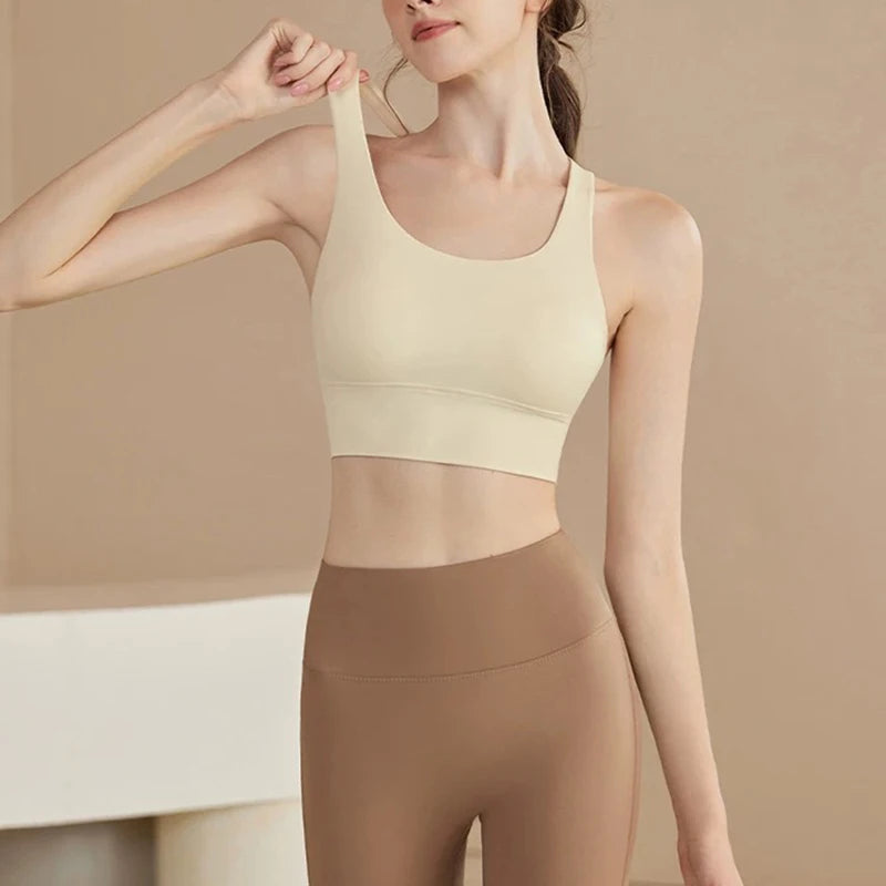 Shock-Absorbing Yoga Sports Bra – Breathable Fitness Top for Gym Workout