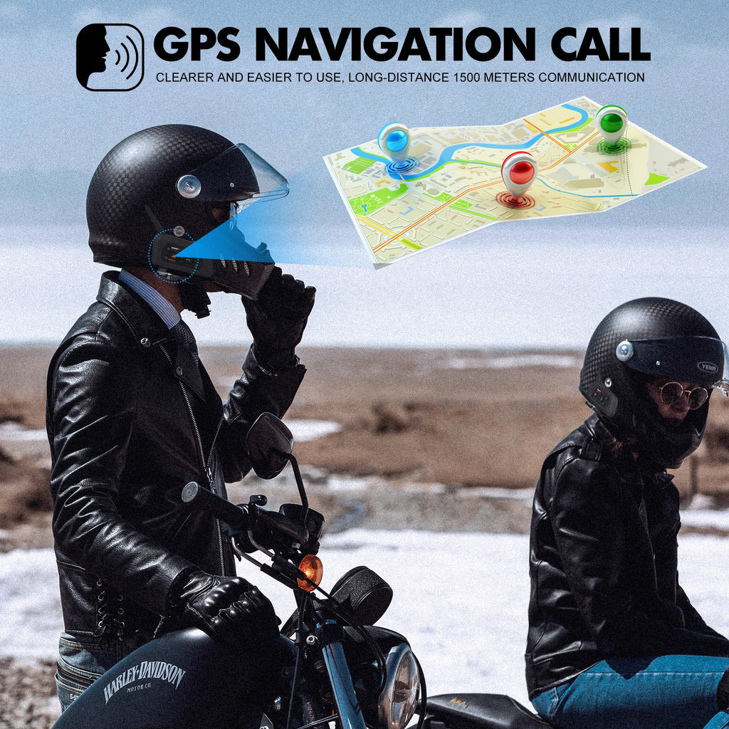 Motorcycle Bluetooth Helmet Intercom – Wireless Headset for Group Riding