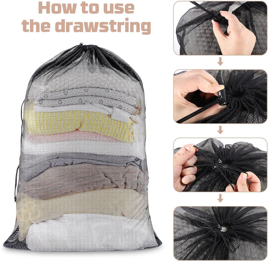Large Mesh Laundry Bag – 60x90cm Drawstring Organizer for Washing Clothes