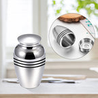 Mini Metal Keepsake Urns – Silver Cremation Vessels for Human or Pet Ashes