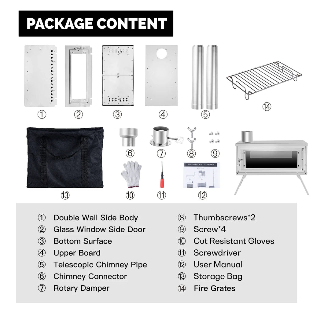 Portable Wood Burning Camping Stove – Foldable Secondary Combustion Chimney