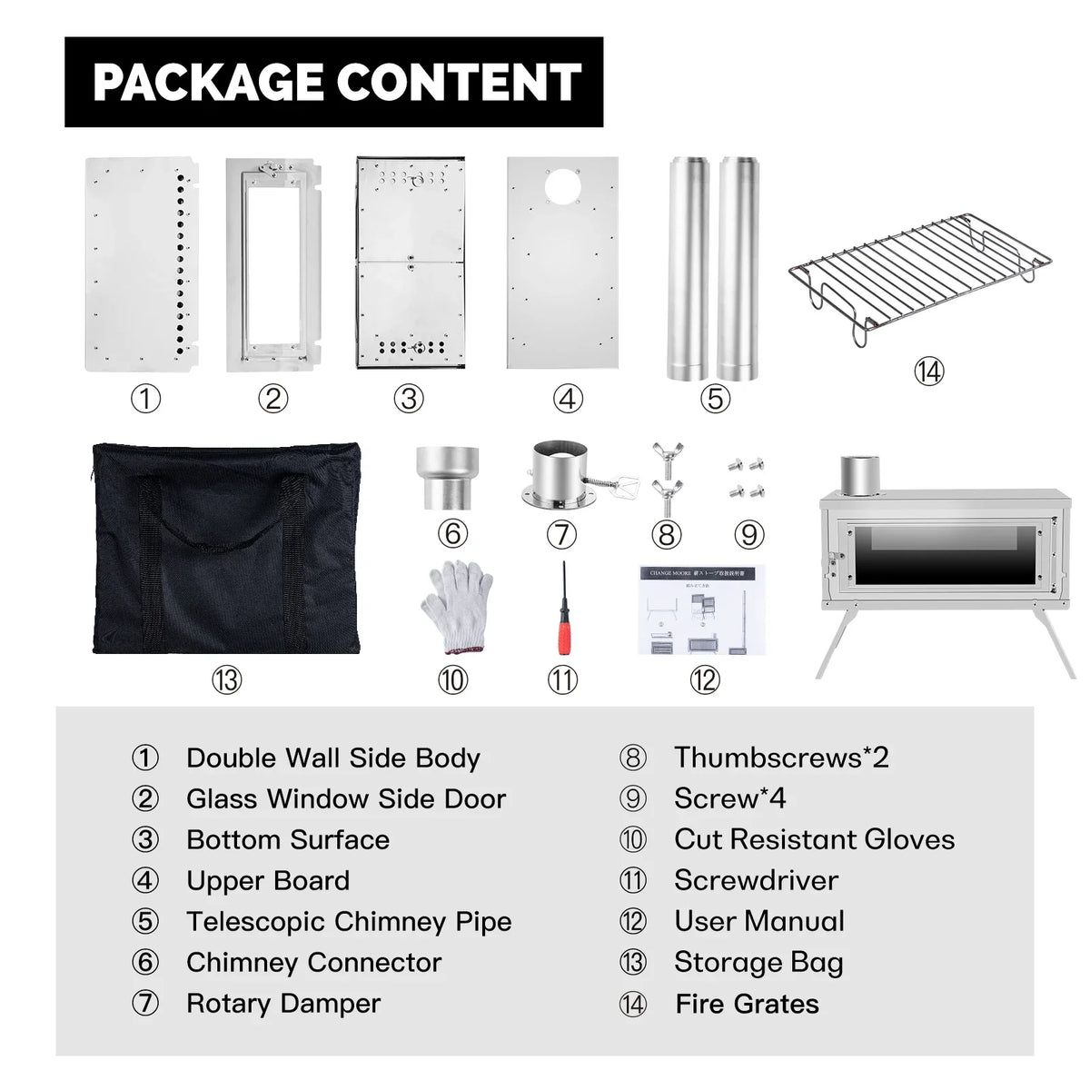 Portable Wood Burning Camping Stove – Foldable Secondary Combustion Chimney