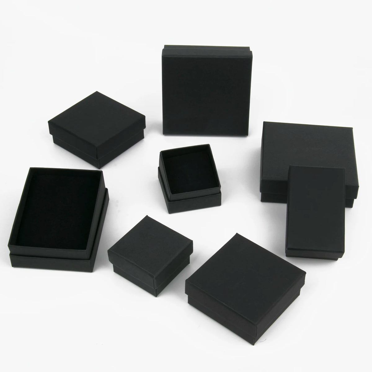 Black Square Jewelry Box – Velvet Display Organizer for Rings and Earrings