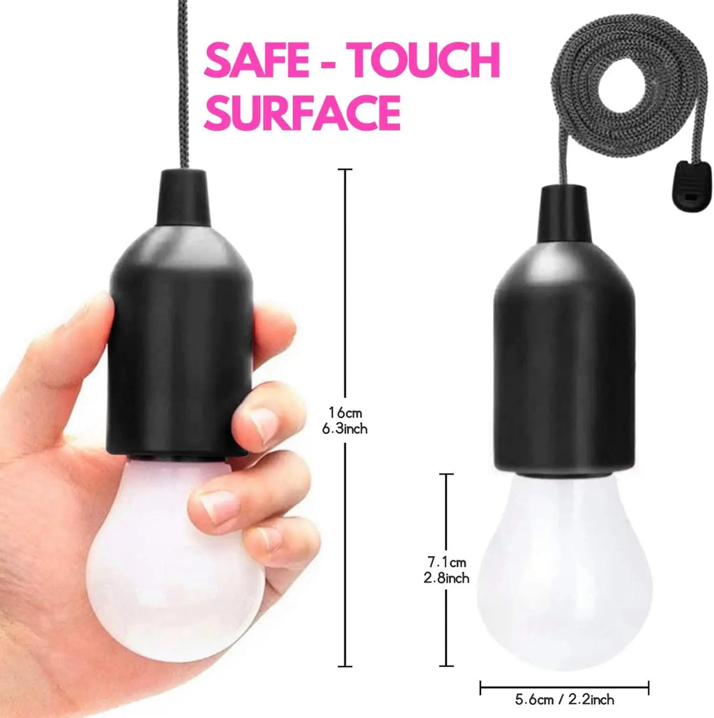 Portable LED Pull Cord Bulb – Battery Operated Lamp for Camping and Emergency