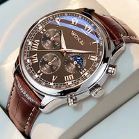 Leather Quartz Men's Watch – Elegant Analog Sport Timepiece for Business