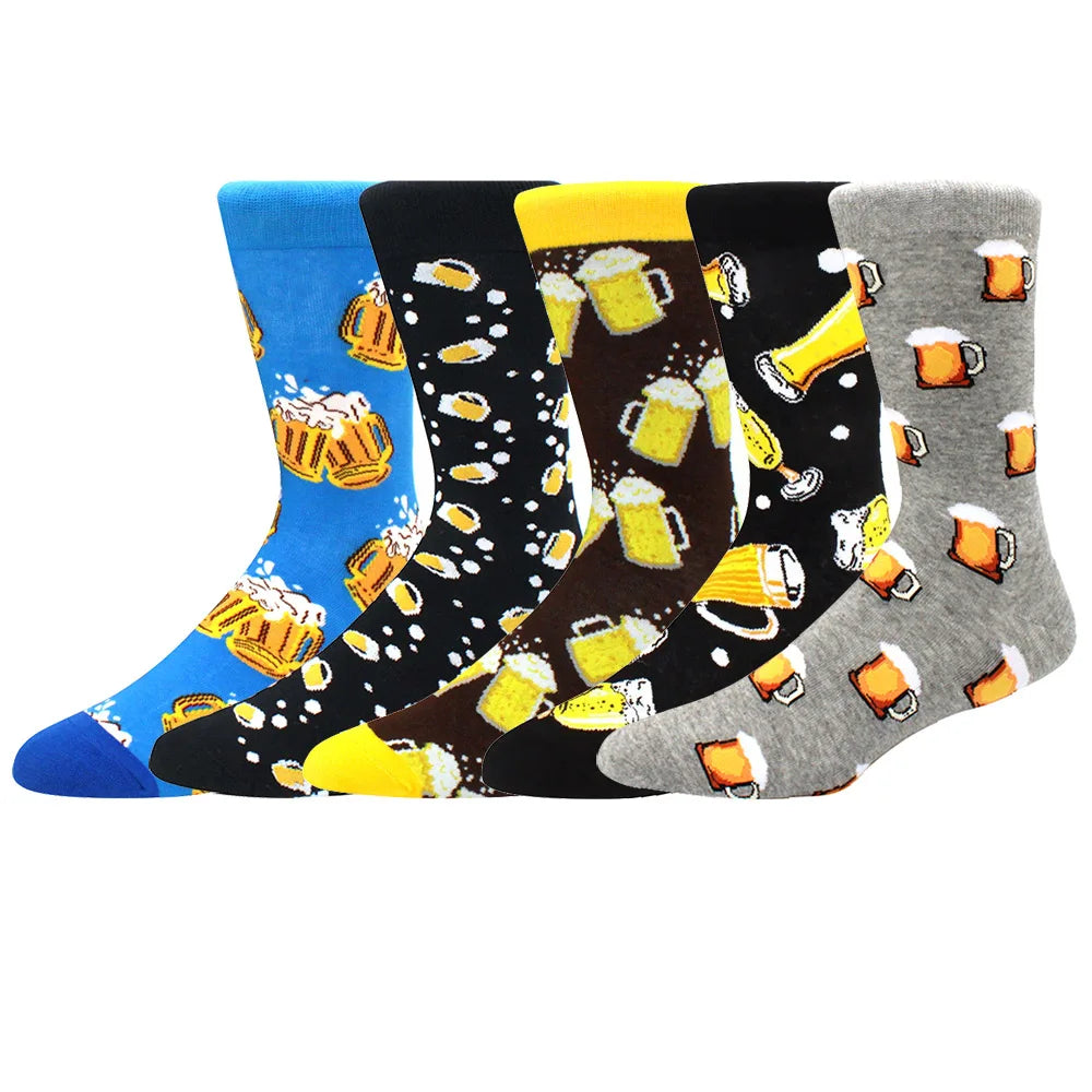 Cotton Novelty Crew Socks – Colorful Animal Print for Casual Halloween Wear