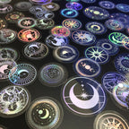 Glitter Gold PET Adhesive Stickers – Celestial Stars and Moon for Journaling
