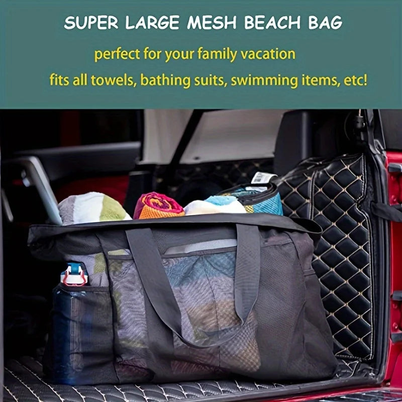 Extra Large Waterproof Beach Bag – Foldable Mesh Tote for Travel and Swimming