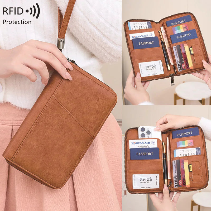 RFID Leather Passport Wallet – Anti-Theft Card Holder for Travel