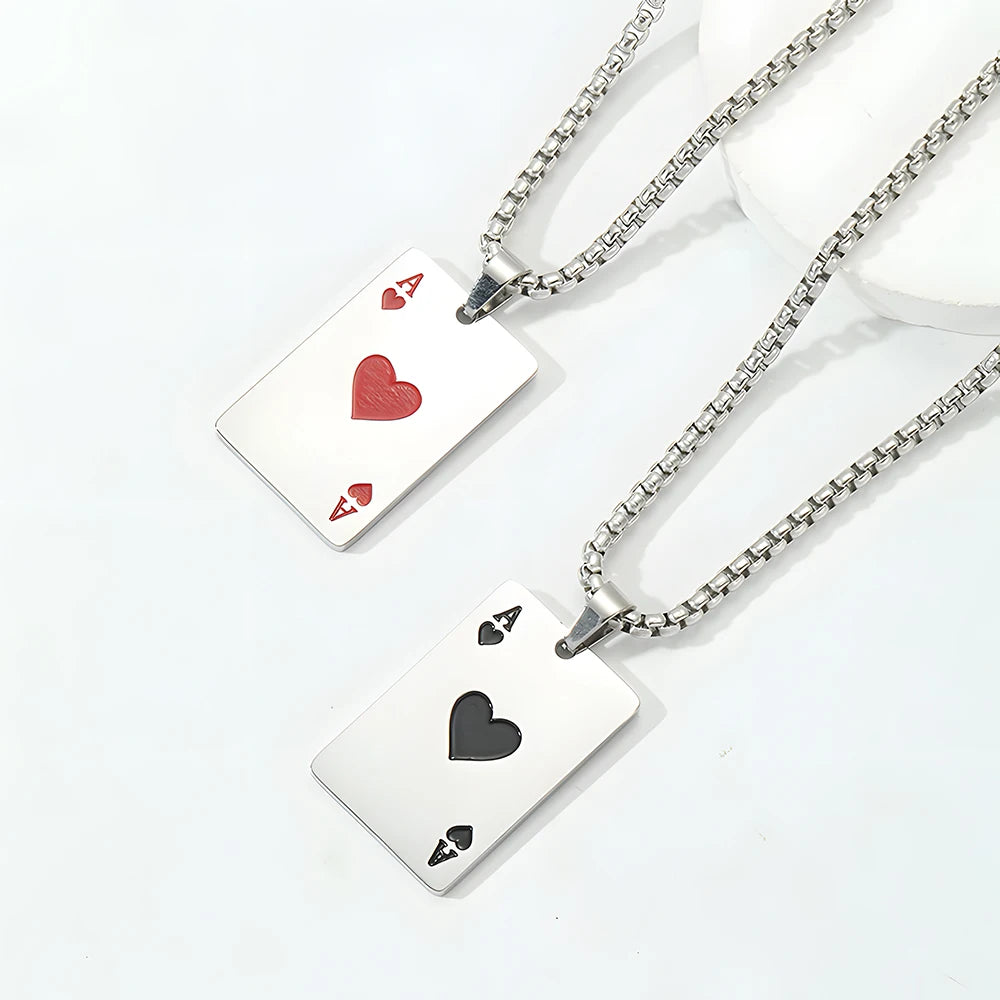 Ace of Spades Pendant Necklace – Stainless Steel Poker Jewelry for Men