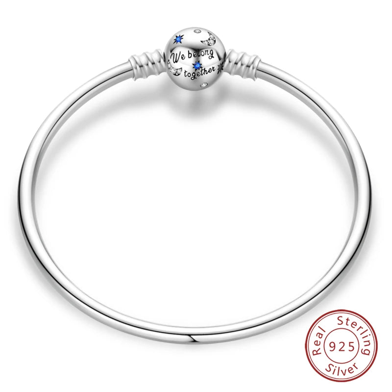 925 Sterling Silver Charm Bracelet – Adjustable Green Zircon for Birthday Gifts