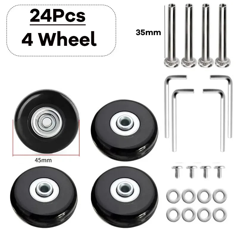 Silent Rubber Luggage Wheels – Durable Travel Bag Replacement for Repair