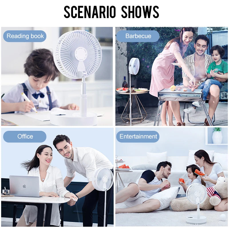 Folding Portable Desk Fan – 10800mAh Rechargeable Air Cooler for Camping